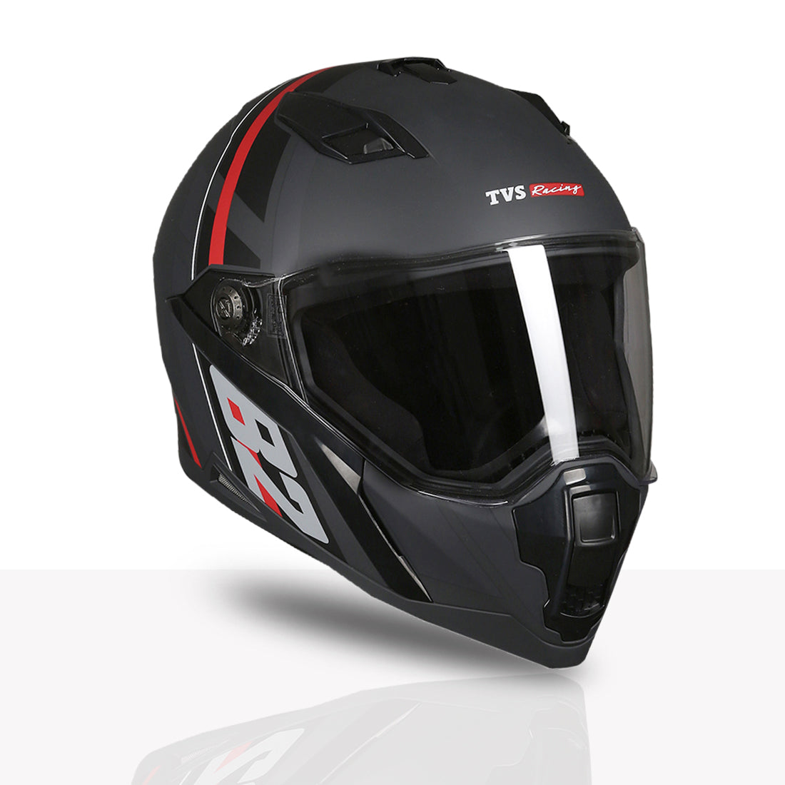 TVS Racing Anti Matter Full Face Helmet for Bike & Motorcycle Riders-DOT & ISI Certified-Lightweight ABS Shell, UV Resistant-Ventilated Comfort Liner, Quick-Release Visor & Chin Strap