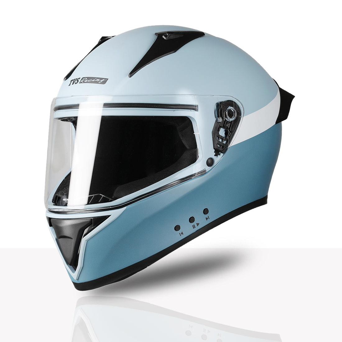 TVS Racing Anti Boring Bluetooth Integrated Full Face Helmet for Men and Women, ISI DOT Certified, ABS Shell, Built In Bluetooth 5.2, USB C Charging, Music Calls Navigation