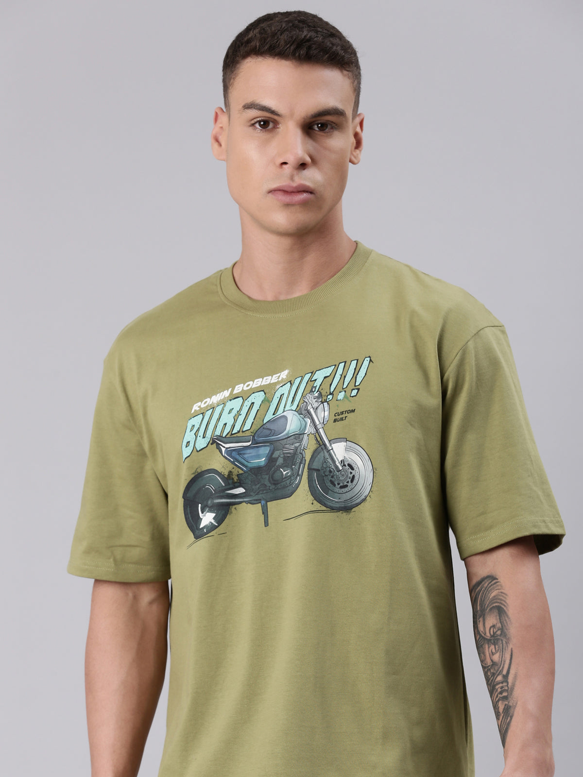 TVS Lifestyle 100% Cotton Oversized Graphic T-shirt for Men | Premium 220 GSM Heavyweight Tee with Relaxed Fit | Soft Cotton Oversized T Shirt for Boys | Durable Ribbed Neckline Streetwear Style