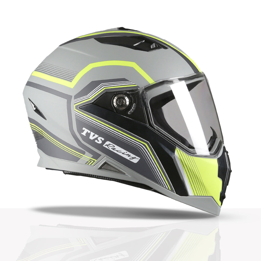 TVS Racing Anti Matter Full Face Helmet for Bike & Motorcycle Riders-DOT & ISI Certified-Lightweight ABS Shell, UV Resistant-Ventilated Comfort Liner, Quick-Release Visor & Chin Strap