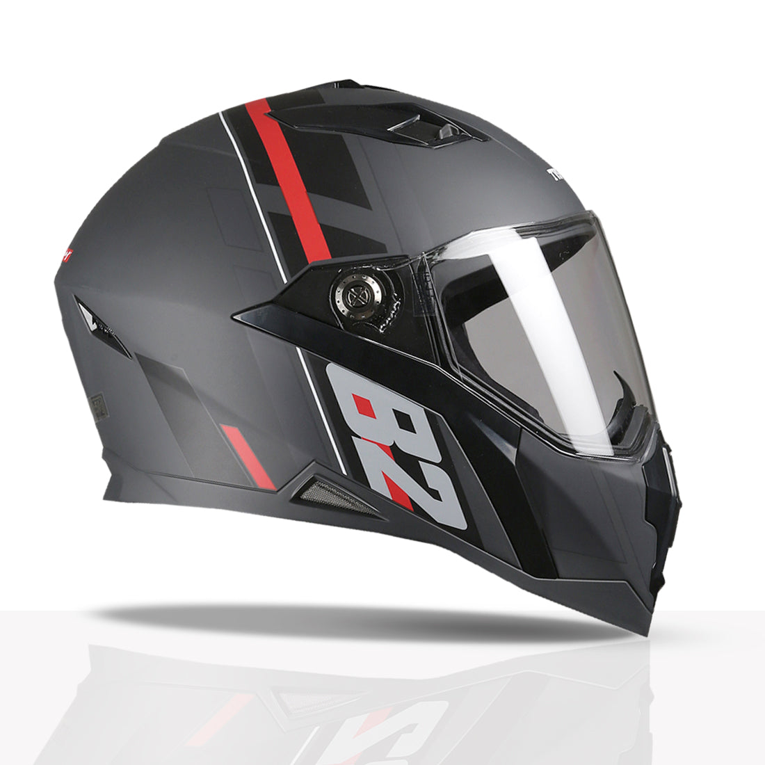 TVS Racing Anti Matter Full Face Helmet for Bike & Motorcycle Riders-DOT & ISI Certified-Lightweight ABS Shell, UV Resistant-Ventilated Comfort Liner, Quick-Release Visor & Chin Strap
