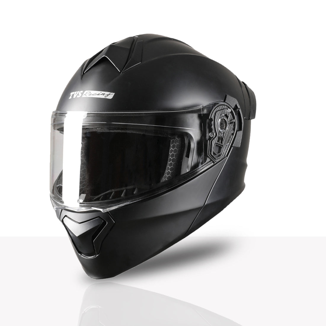 TVS Racing SuperPose Smoked Dual Visor Flip Up Modular Helmet for Men and Women, ISI DOT Certified, ABS Shell, Quick Release Visor, Lightweight, Ventilated, Open Face to Full Face