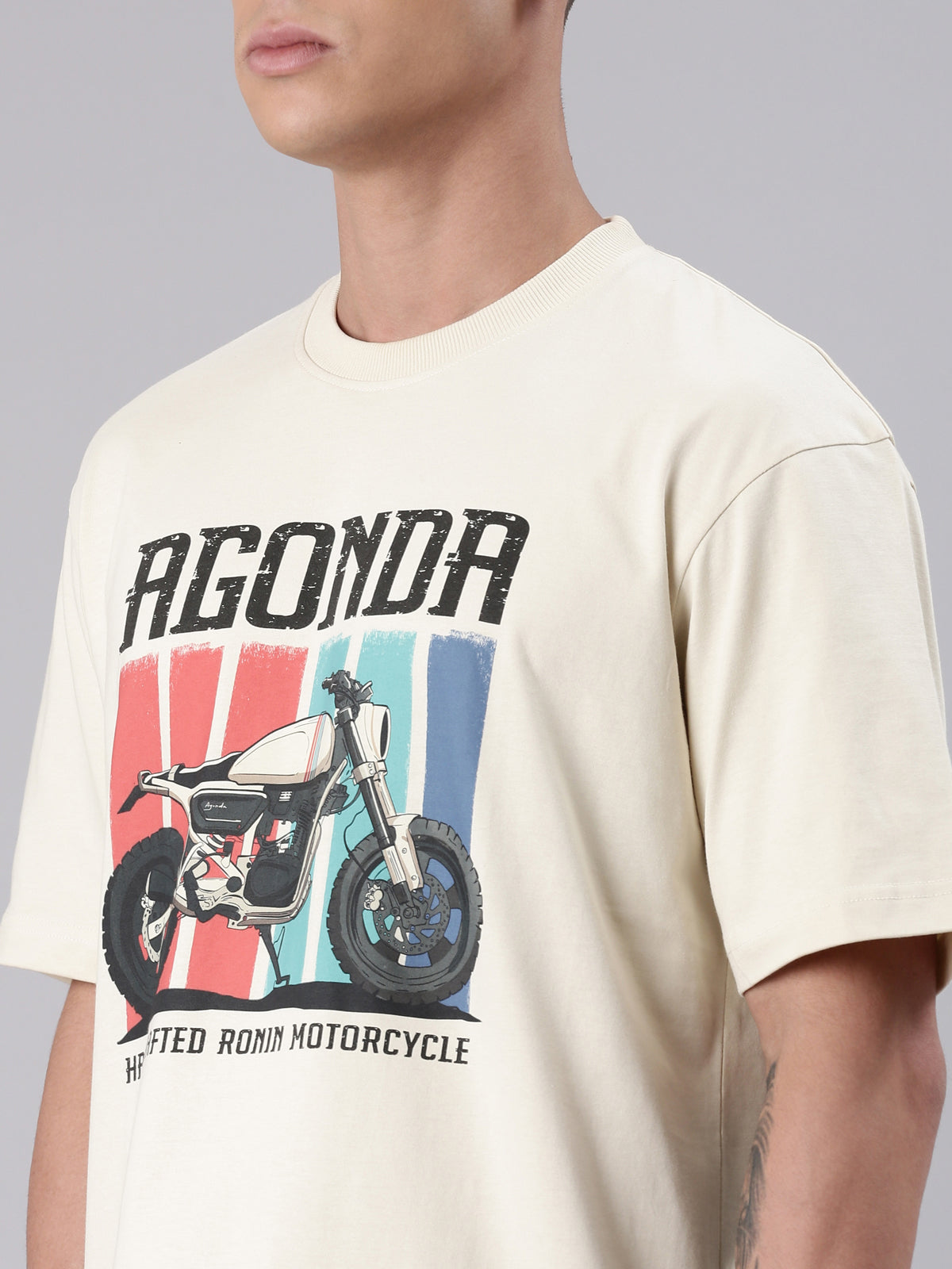 TVS Lifestyle 100% Cotton Oversized Graphic T-shirt for Men | Premium 220 GSM Heavyweight Tee with Relaxed Fit | Soft Cotton Oversized T Shirt for Boys | Durable Ribbed Neckline Streetwear Style