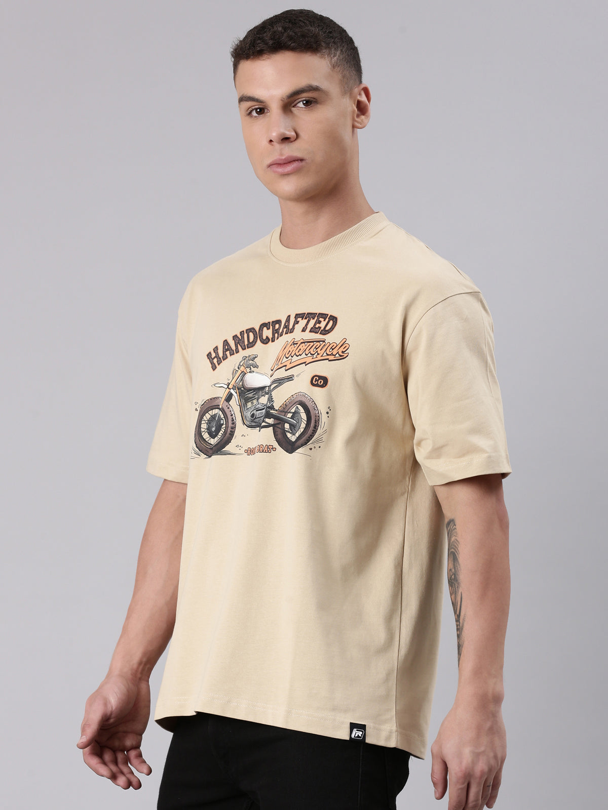 TVS Lifestyle 100% Cotton Oversized Graphic T-shirt for Men | Premium 220 GSM Heavyweight Tee with Relaxed Fit | Soft Cotton Oversized T Shirt for Boys | Durable Ribbed Neckline Streetwear Style