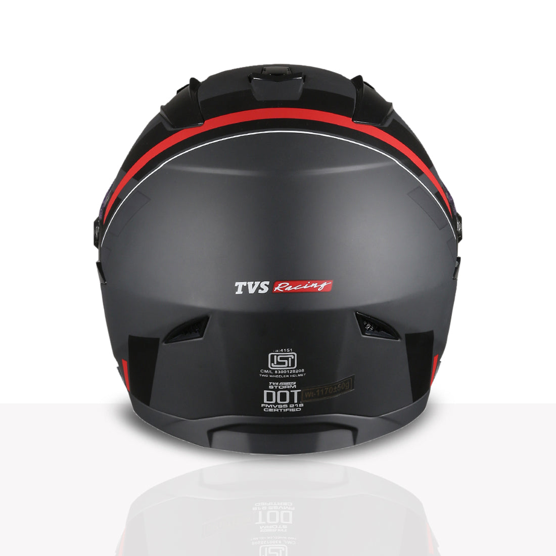TVS Racing Anti Matter Full Face Helmet for Bike & Motorcycle Riders-DOT & ISI Certified-Lightweight ABS Shell, UV Resistant-Ventilated Comfort Liner, Quick-Release Visor & Chin Strap