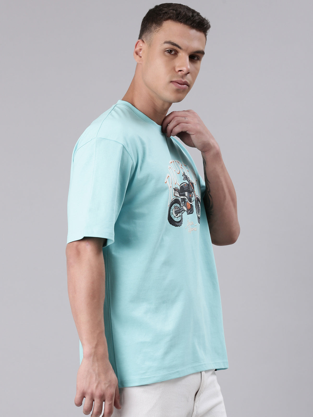 TVS Lifestyle 100% Cotton Oversized Graphic T-shirt for Men | Premium 220 GSM Heavyweight Tee with Relaxed Fit | Soft Cotton Oversized T Shirt for Boys | Durable Ribbed Neckline Streetwear Style