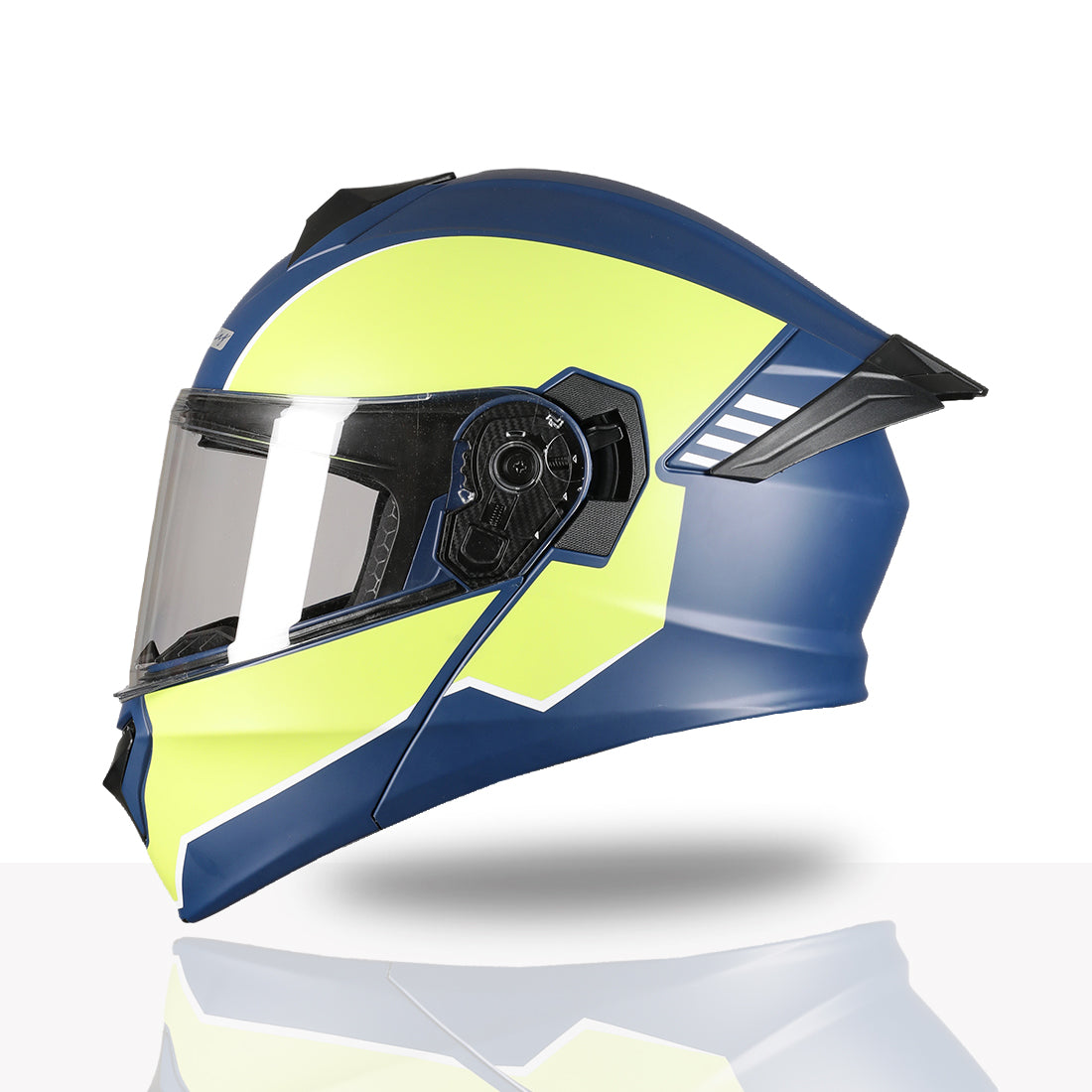 TVS Racing SuperPose Smoked Dual Visor Flip Up Modular Helmet for Men and Women, ISI DOT Certified, ABS Shell, Quick Release Visor, Lightweight, Ventilated, Open Face to Full Face