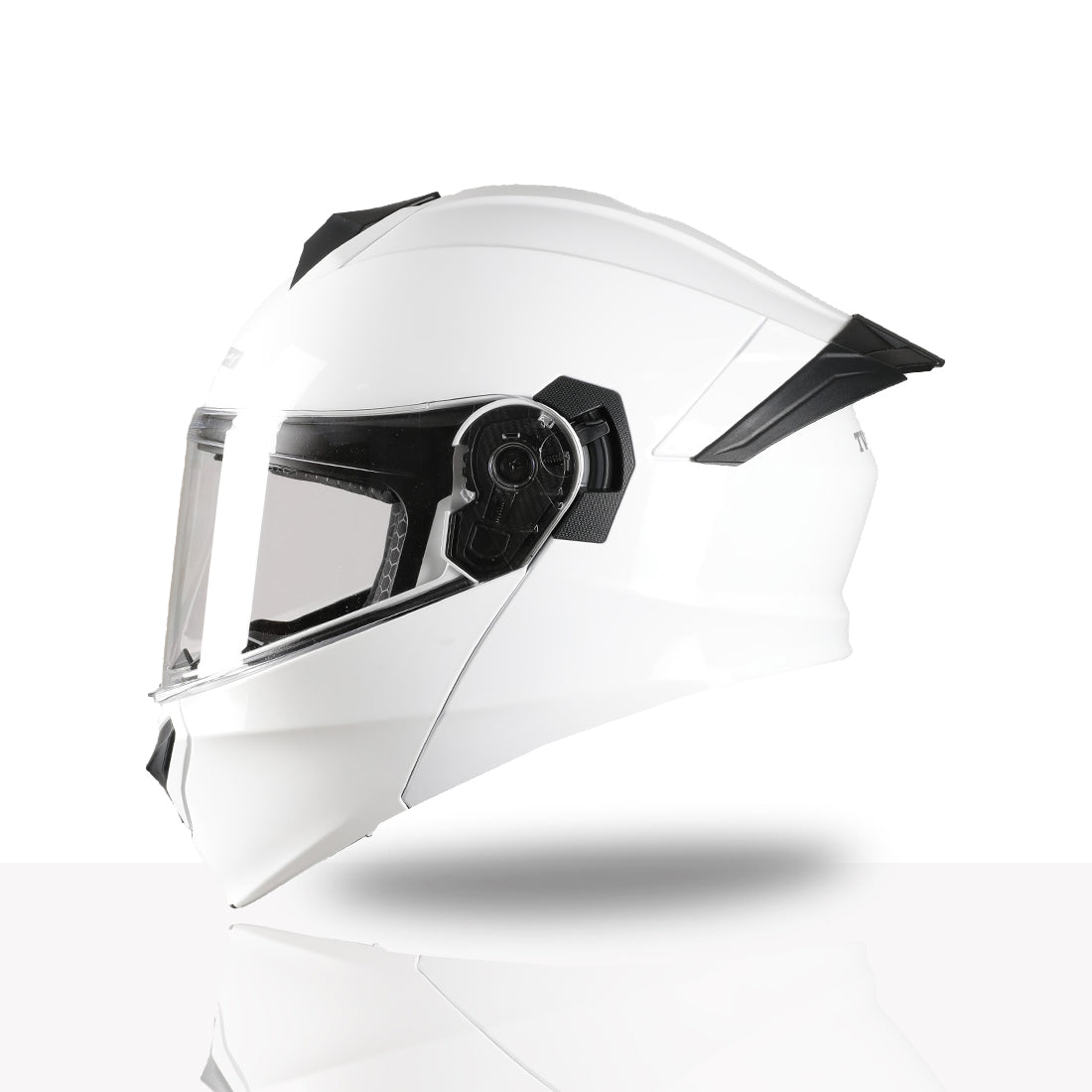 TVS Racing SuperPose Smoked Dual Visor Flip Up Modular Helmet for Men and Women, ISI DOT Certified, ABS Shell, Quick Release Visor, Lightweight, Ventilated, Open Face to Full Face