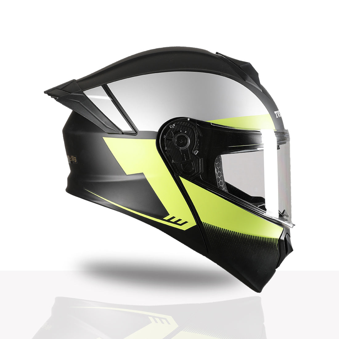 TVS Racing SuperPose Smoked Dual Visor Flip Up Modular Helmet for Men and Women, ISI DOT Certified, ABS Shell, Quick Release Visor, Lightweight, Ventilated, Open Face to Full Face