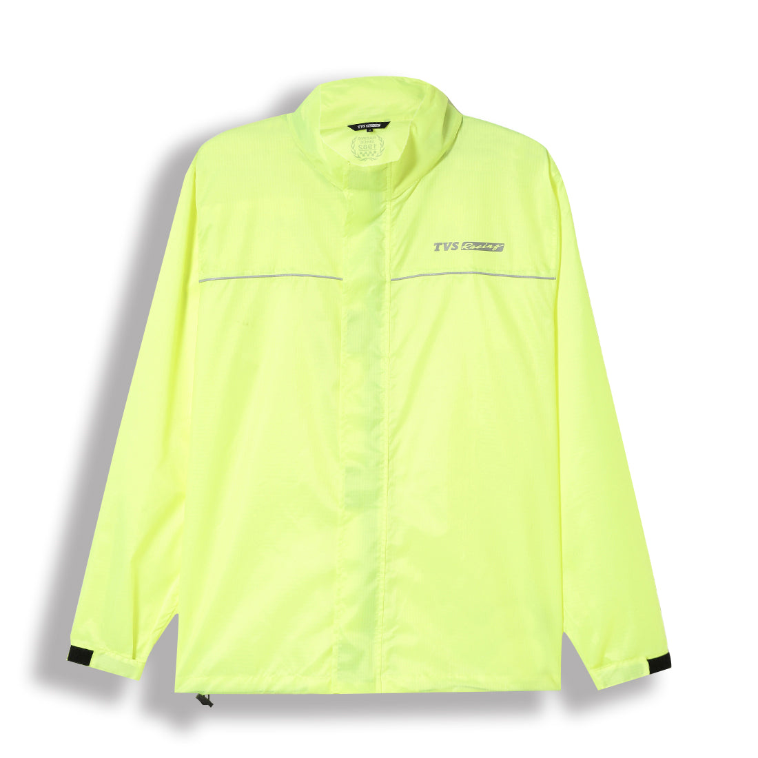 TVS Racing Rainshield Pro Rain Jacket | Lightweight Waterproof Rain Coat for Men | Compact Rain Jacket for Boys & Girls | Windproof Riding Rain Coat with Reflective Details for All-Weather Rides, Color; Neon
