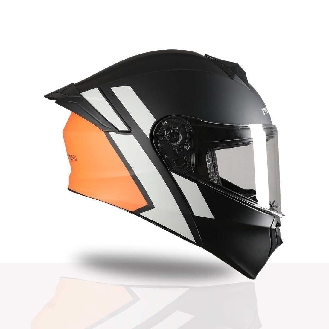 TVS Racing SuperPose Smoked Dual Visor Flip Up Modular Helmet for Men and Women, ISI DOT Certified, ABS Shell, Quick Release Visor, Lightweight, Ventilated, Open Face to Full Face