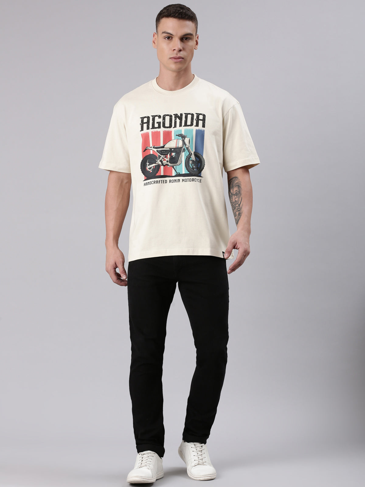 TVS Lifestyle 100% Cotton Oversized Graphic T-shirt for Men | Premium 220 GSM Heavyweight Tee with Relaxed Fit | Soft Cotton Oversized T Shirt for Boys | Durable Ribbed Neckline Streetwear Style