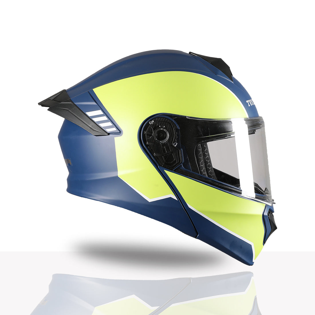 TVS Racing SuperPose Smoked Dual Visor Flip Up Modular Helmet for Men and Women, ISI DOT Certified, ABS Shell, Quick Release Visor, Lightweight, Ventilated, Open Face to Full Face