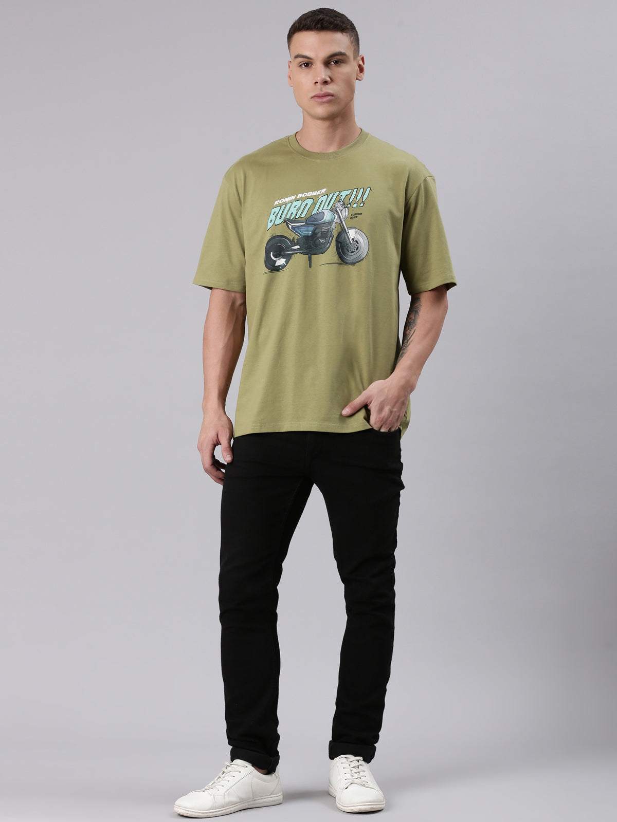 TVS Lifestyle 100% Cotton Oversized Graphic T-shirt for Men | Premium 220 GSM Heavyweight Tee with Relaxed Fit | Soft Cotton Oversized T Shirt for Boys | Durable Ribbed Neckline Streetwear Style