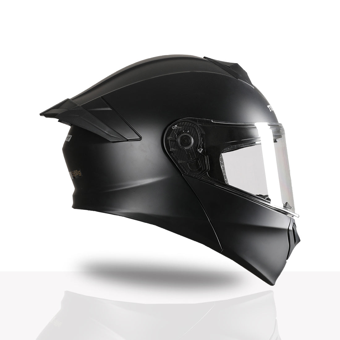 TVS Racing SuperPose Smoked Dual Visor Flip Up Modular Helmet for Men and Women, ISI DOT Certified, ABS Shell, Quick Release Visor, Lightweight, Ventilated, Open Face to Full Face