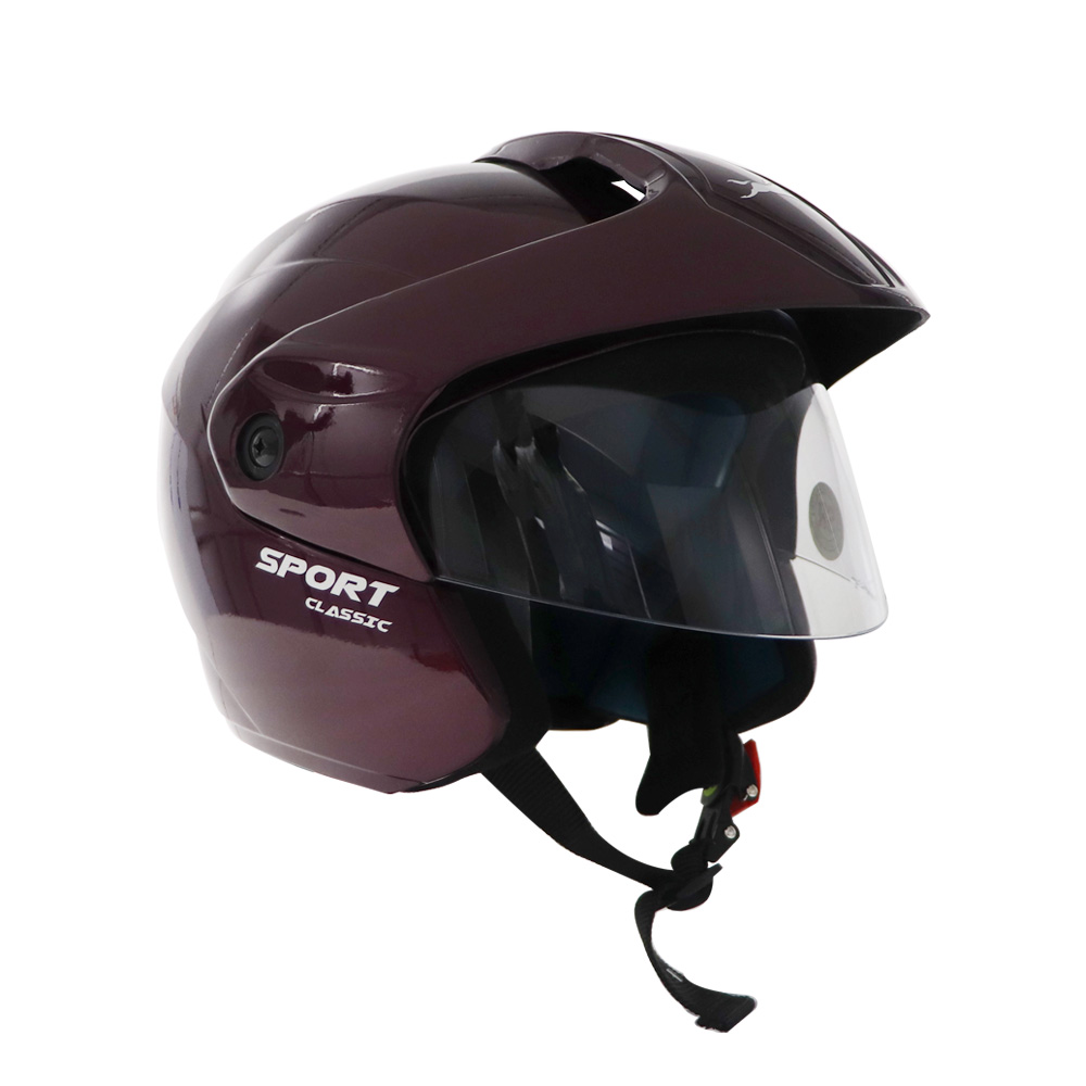 TVS Sport Classic Half Face Helmet, Color: Purple - Premium Safety and Stylish Design