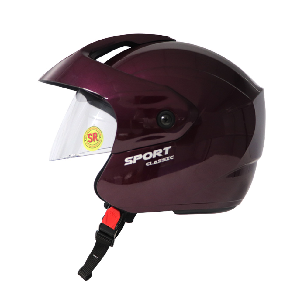 TVS Sport Classic Half Face Helmet, Color: Purple - Premium Safety and Stylish Design