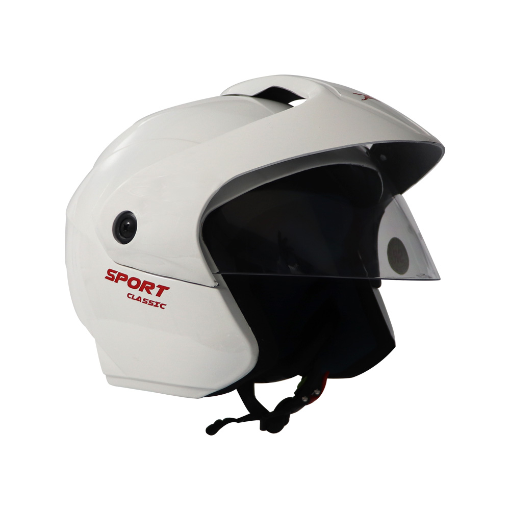 TVS Sport Classic Half Face Helmet, Color: White - ISI Certified