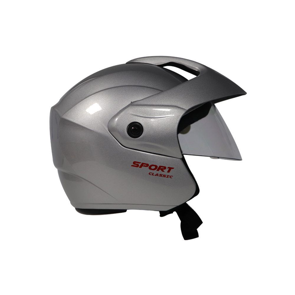 TVS Sport Classic Half Face Helmet, Color: Silver - ISI Certified