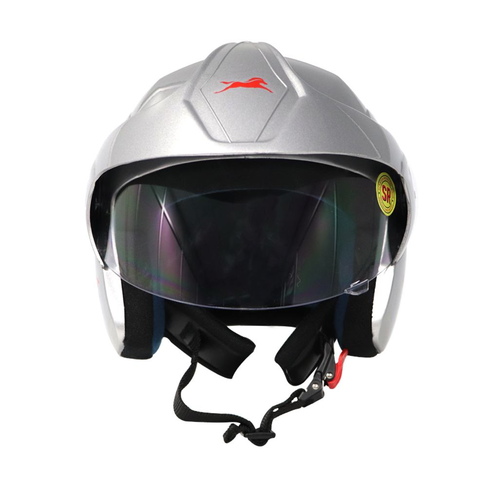 TVS Sport Classic Half Face Helmet, Color: Silver - ISI Certified