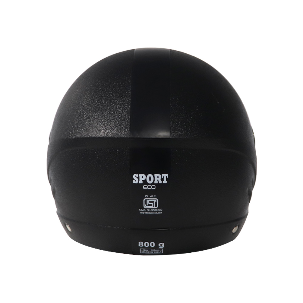 TVS Half Face Sport Eco Helmet, Color: Black - ISI Certified