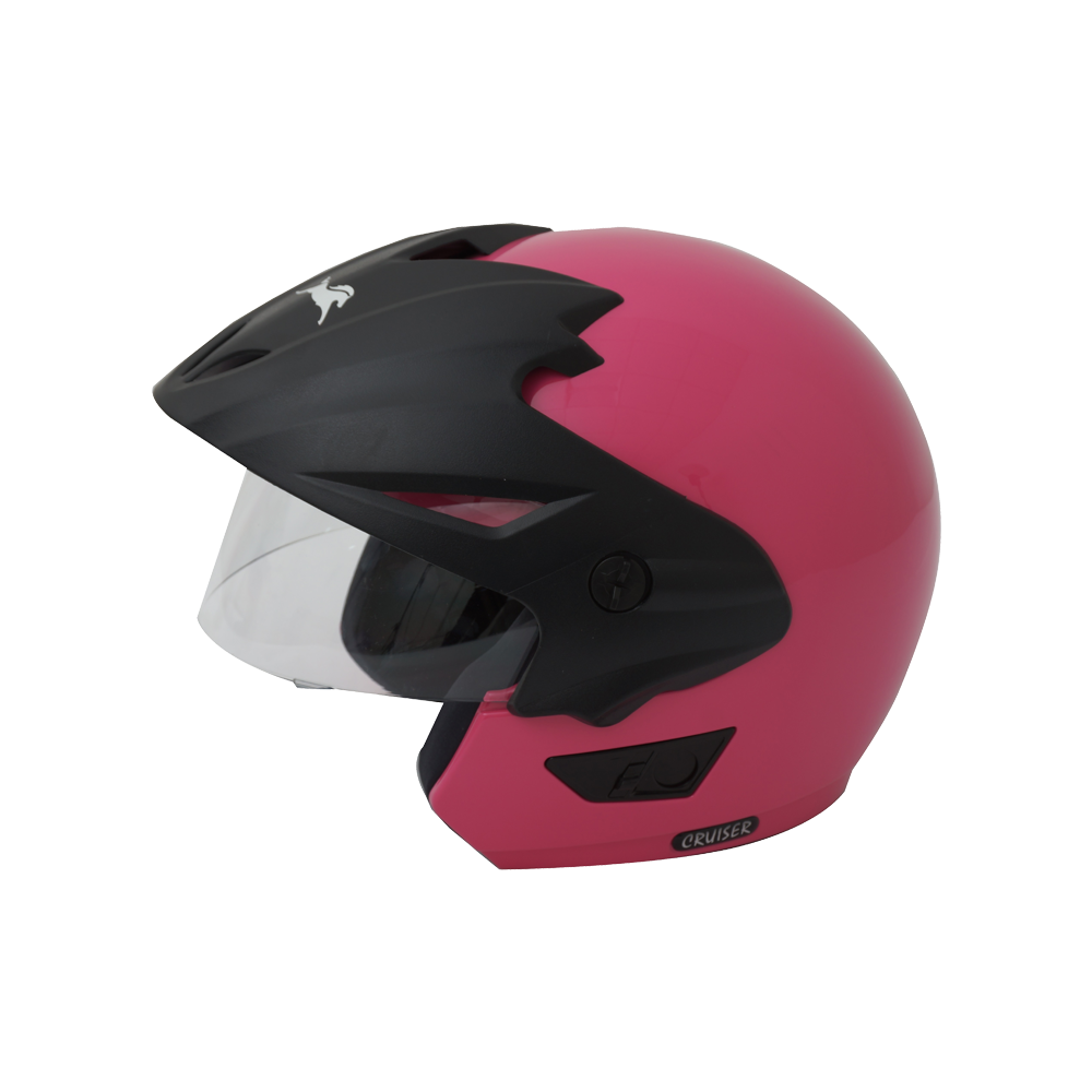 TVS Half face Cruiser With Peak Motorbike Helmet (Pink)