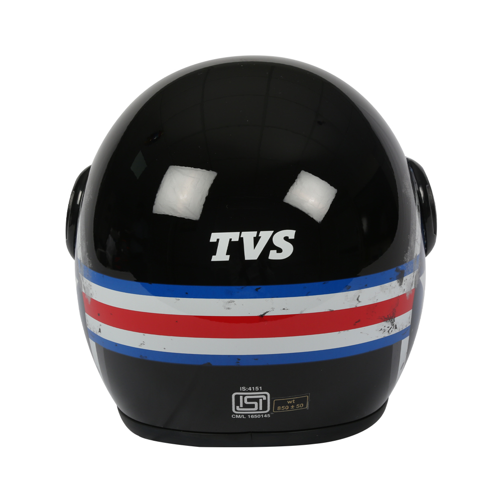 TVS Half Face Captain Motorbike Helmet (Black and Blue)