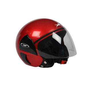 TVS Helmet Half Face Motorbike Helmet (Red-BL)