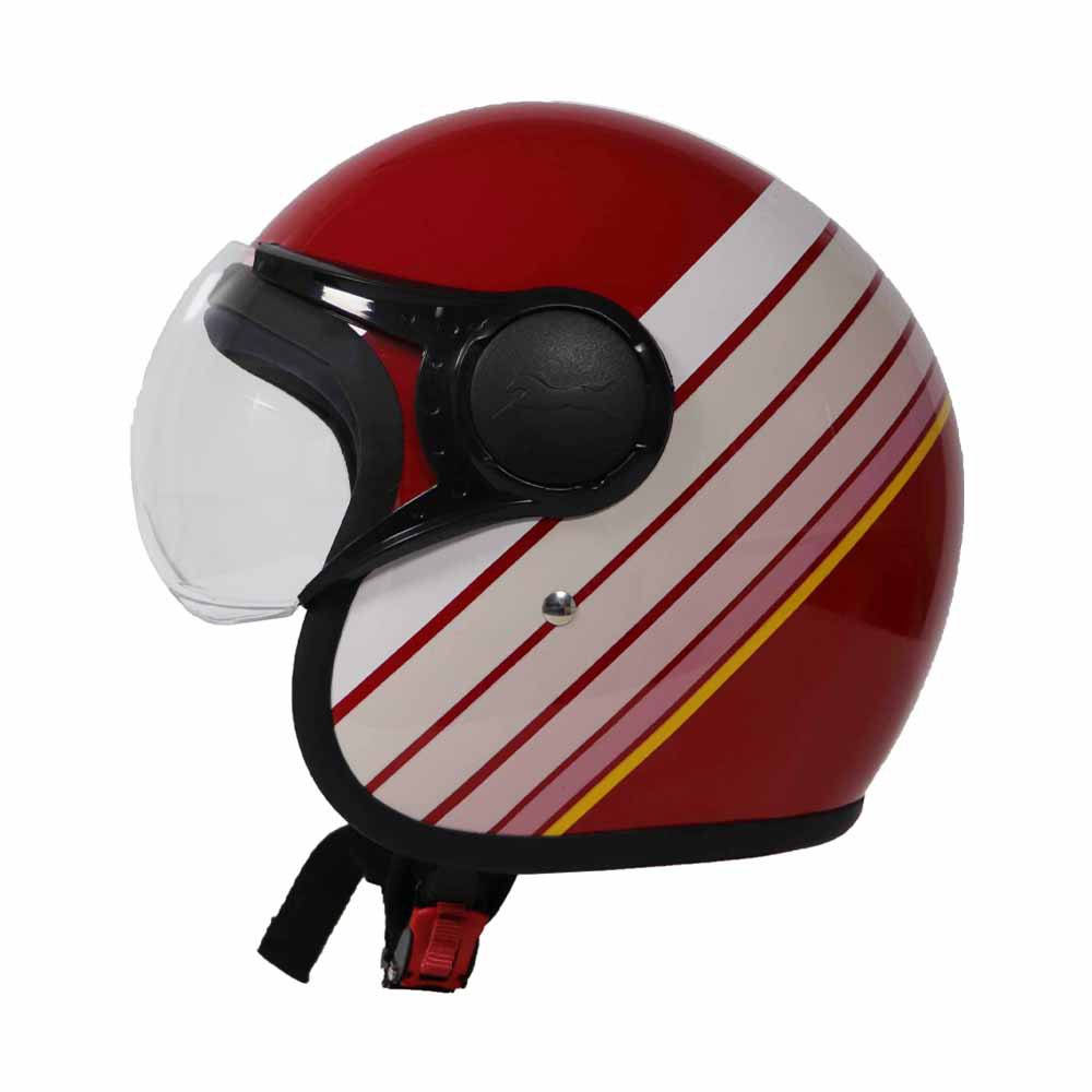 TVS Ronin Half Face Red Helmet - ISI & DOT Certified