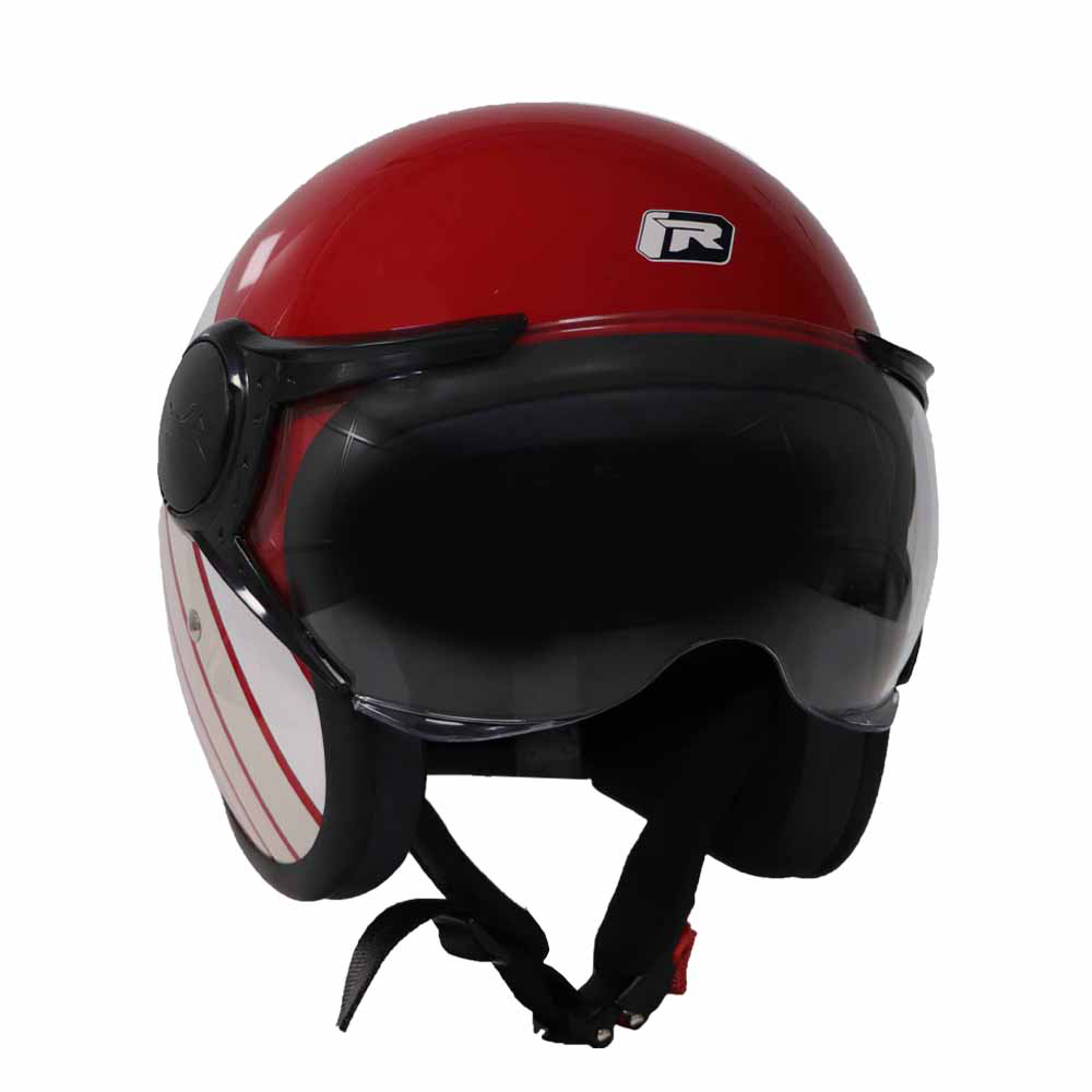 TVS Ronin Half Face Red Helmet - ISI & DOT Certified