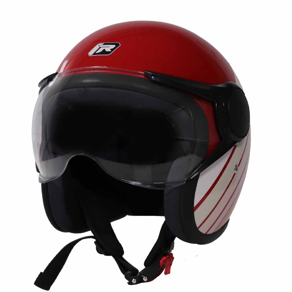 TVS Ronin Half Face Red Helmet - ISI & DOT Certified