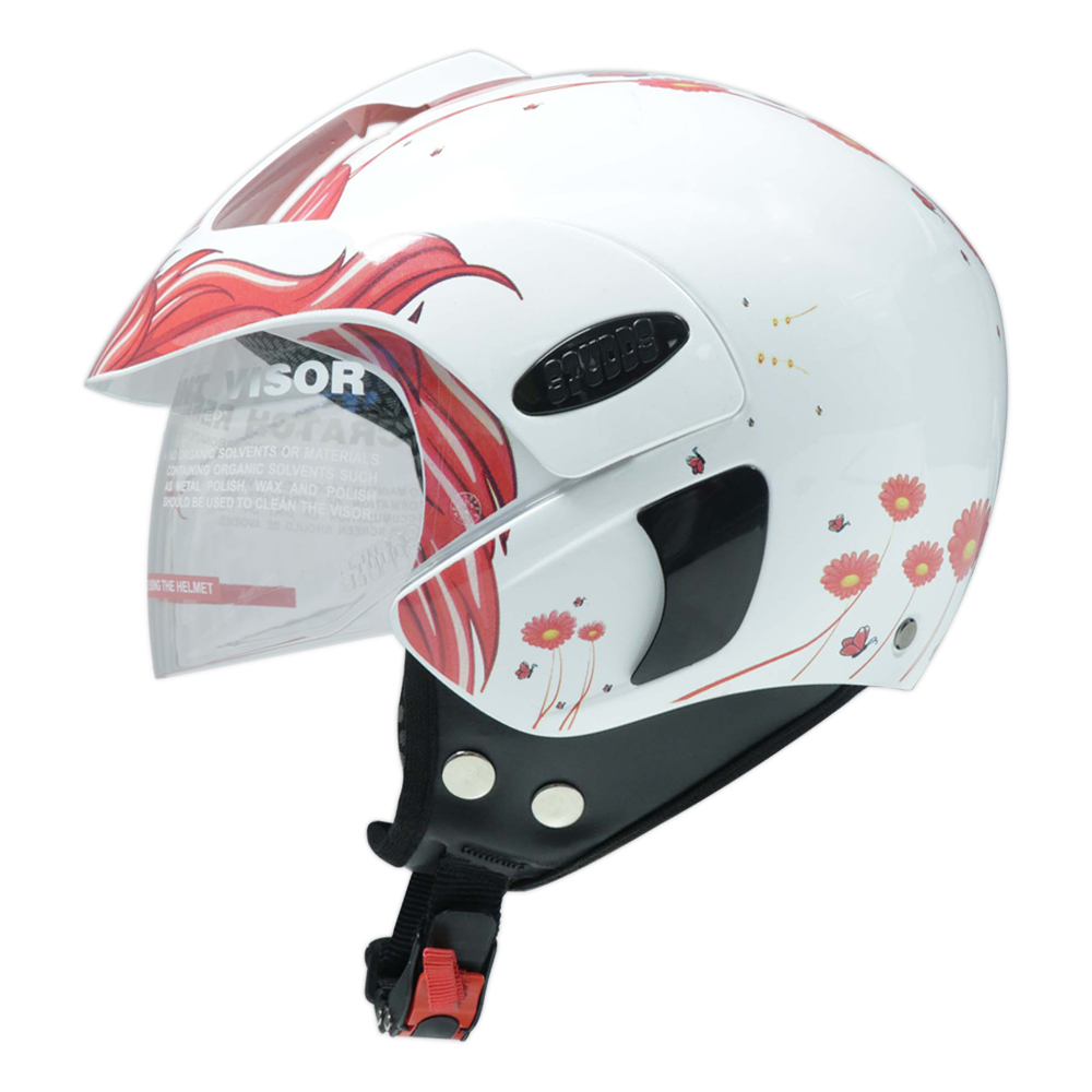 TVS Half Face Kids Helmet, Rosy Field - ISI Certified