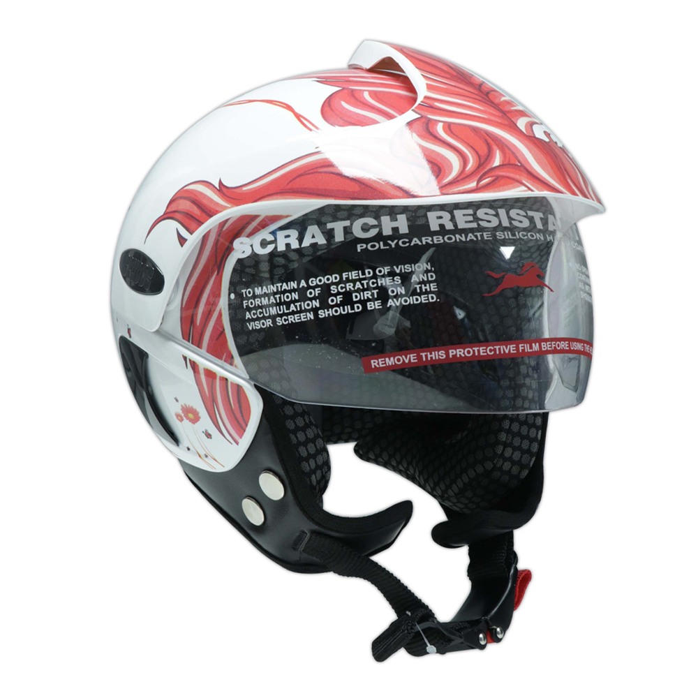 TVS Half Face Kids Helmet, Rosy Field - ISI Certified