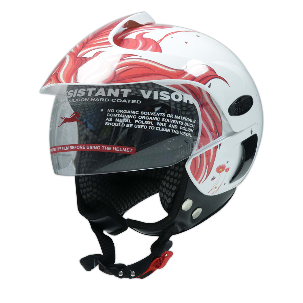 TVS Half Face Kids Helmet, Rosy Field - ISI Certified