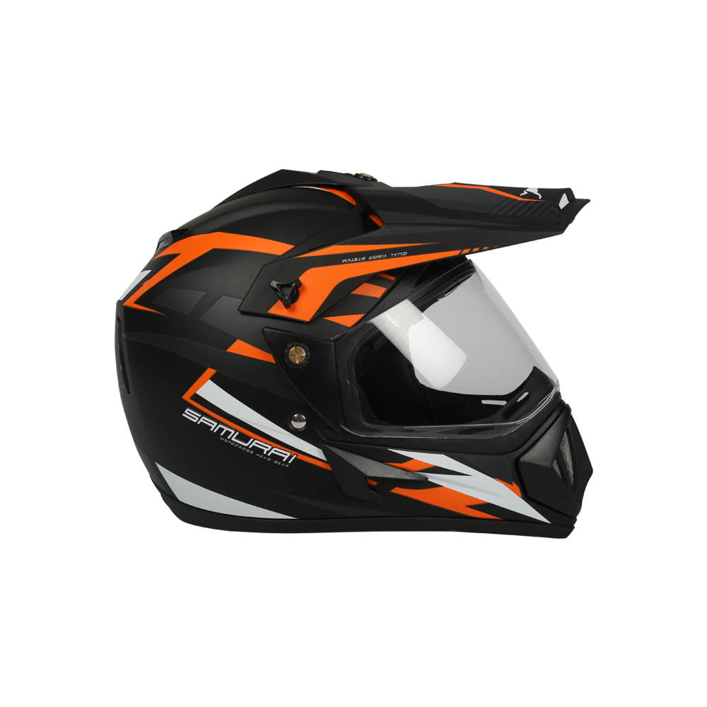 TVS Motorbike Helmet Black Orange and White