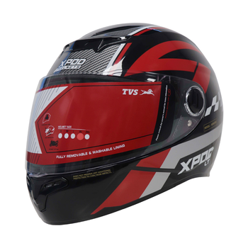 TVS XPOD LT Helmet for Men- ISI Certified, EPS Impact Absorption, Plush Comfort Interiors – Premium Bike Helmet for Safety & Comfort (Black Red)