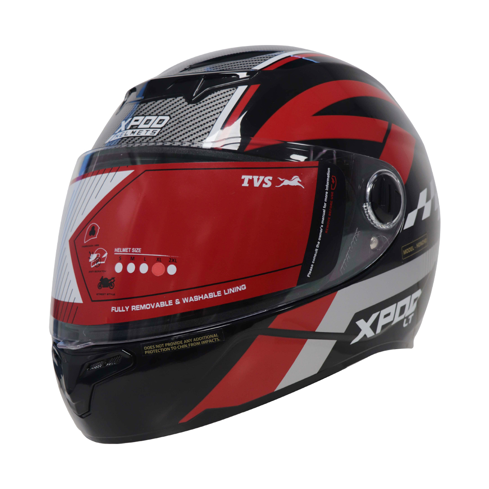 TVS XPOD LT Helmet for Men- ISI Certified, EPS Impact Absorption, Plush Comfort Interiors – Premium Bike Helmet for Safety & Comfort (Black Red)