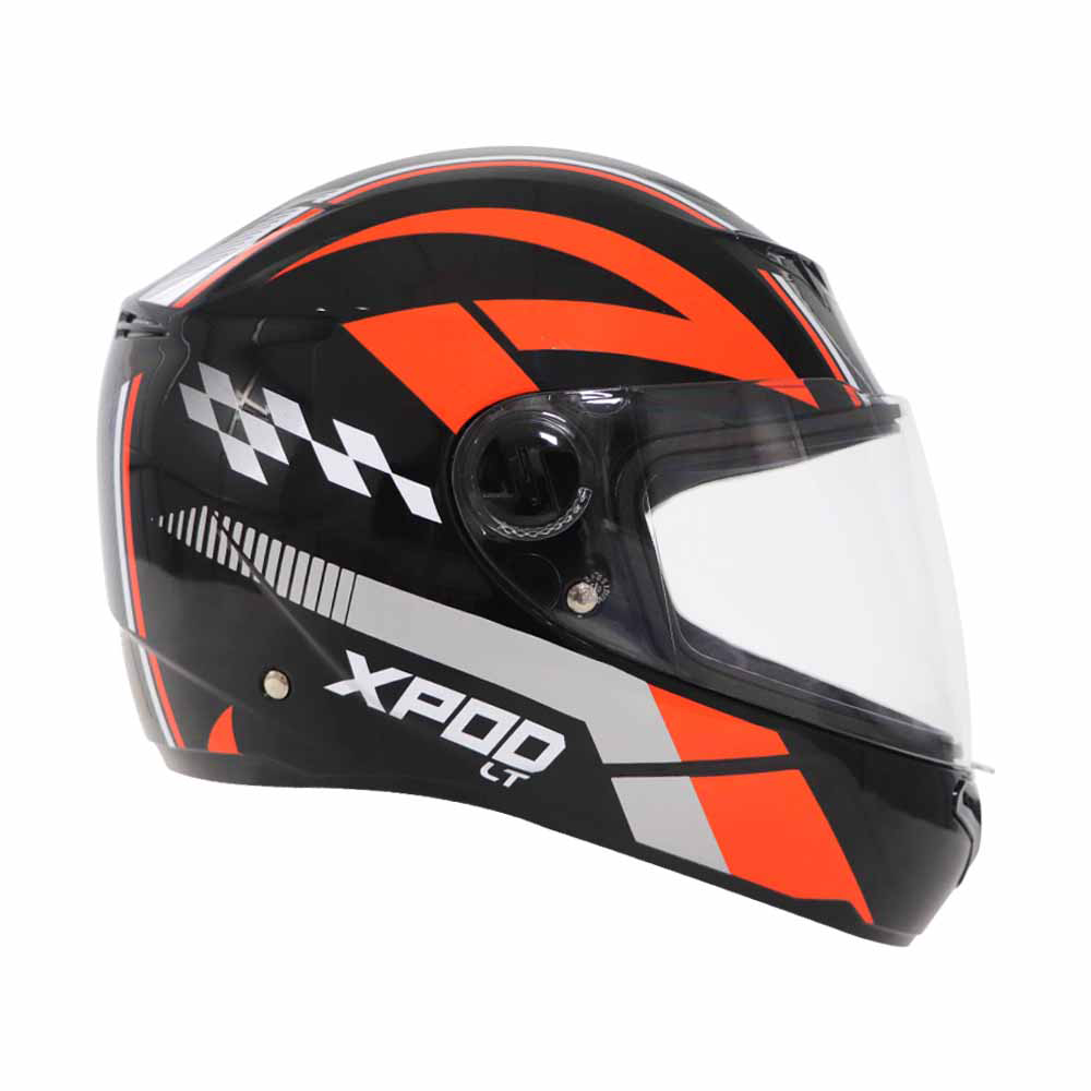 TVS XPOD LT Helmet for Men- ISI Certified, EPS Impact Absorption, Plush Comfort Interiors – Premium Bike Helmet for Safety & Comfort (Black Orange)