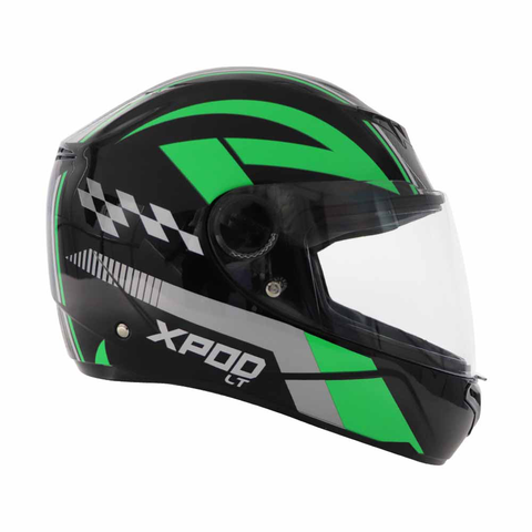 TVS XPOD LT Helmet for Men- ISI Certified, EPS Impact Absorption, Plush Comfort Interiors – Premium Bike Helmet for Safety & Comfort (Black Green)