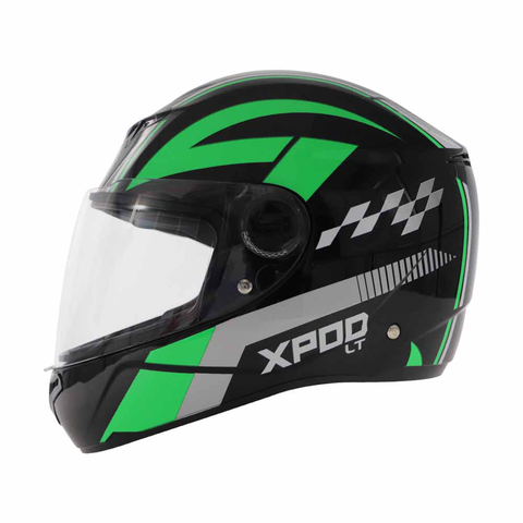 TVS XPOD LT Helmet for Men- ISI Certified, EPS Impact Absorption, Plush Comfort Interiors – Premium Bike Helmet for Safety & Comfort (Black Green)
