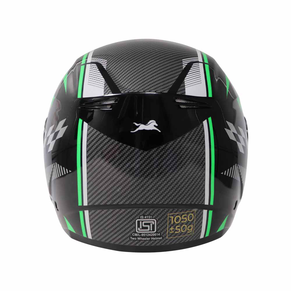 TVS XPOD LT Helmet for Men- ISI Certified, EPS Impact Absorption, Plush Comfort Interiors – Premium Bike Helmet for Safety & Comfort (Black Green)