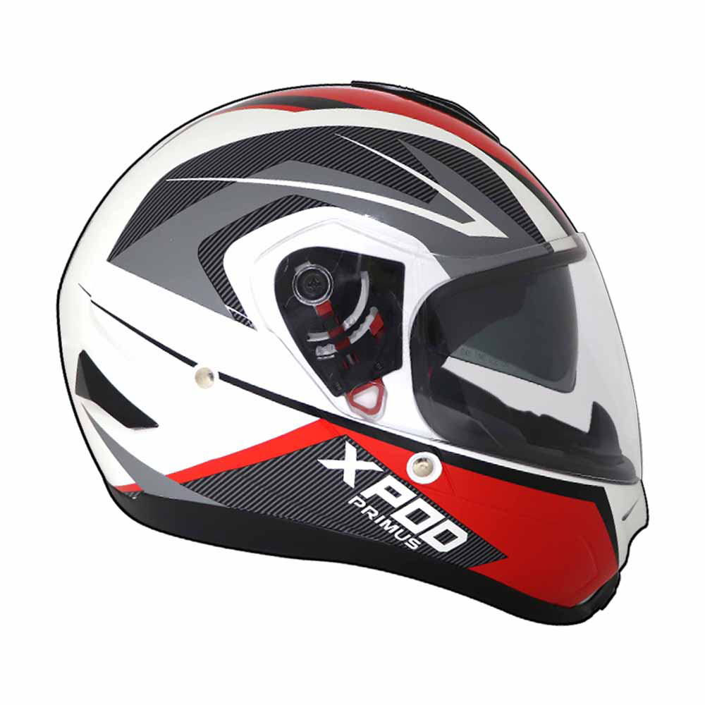 TVS XPOD Primus Helmet for Men- Dual Visor, ISI Certified, EPS Impact Absorption, – Premium Bike Helmet for Safety & Comfort (White Red)