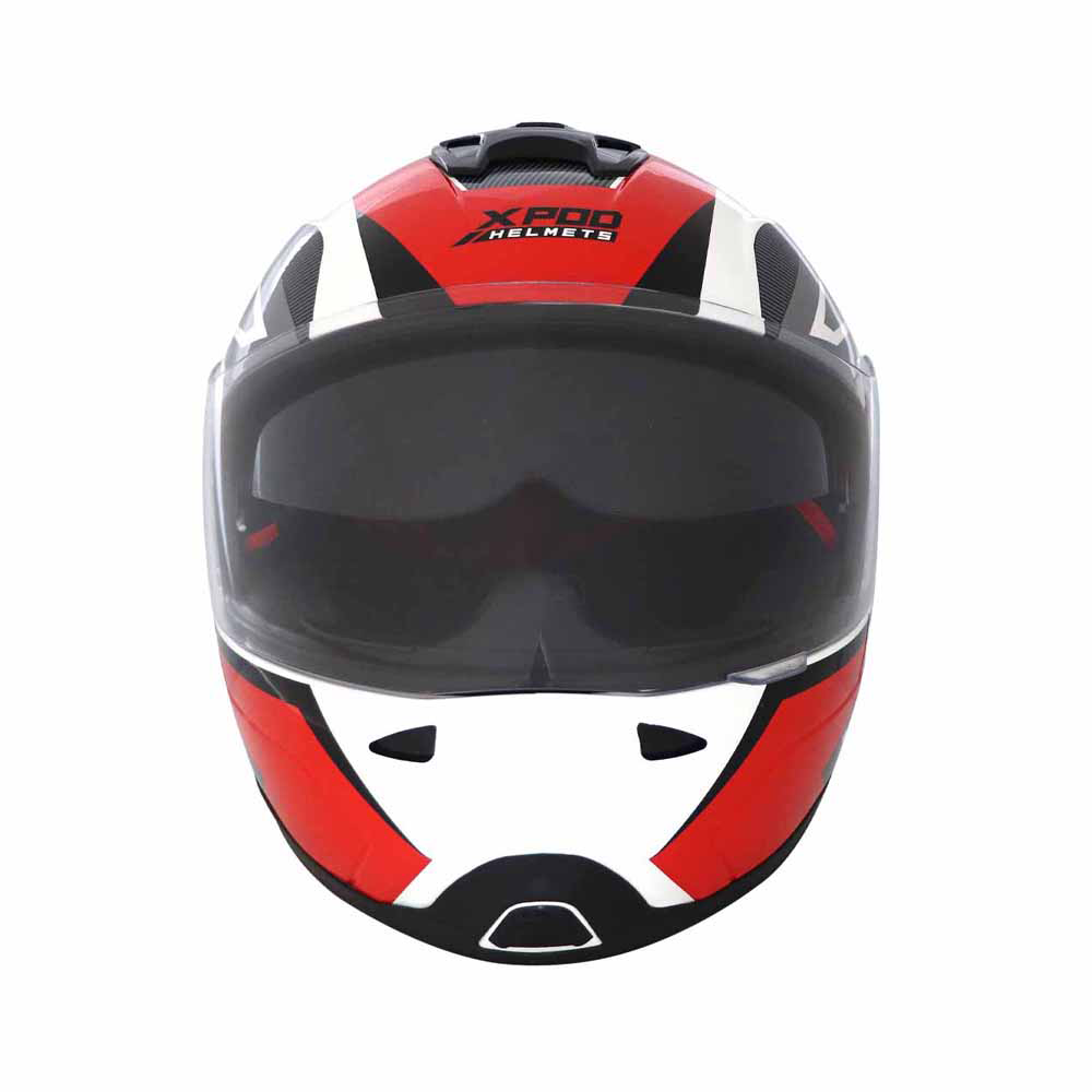 TVS XPOD Primus Helmet for Men- Dual Visor, ISI Certified, EPS Impact Absorption, – Premium Bike Helmet for Safety & Comfort (White Red)