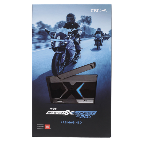 TVS Racing SmartXonnect S20X : Premium Helmet Bluetooth Device with Intercom connecting 20 Devices, JBL HD Sound, & 1.2 Km Range- Waterproof with 16 Hours Battery