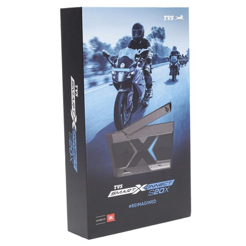 TVS Racing SmartXonnect S20X : Premium Helmet Bluetooth Device with Intercom connecting 20 Devices, JBL HD Sound, & 1.2 Km Range- Waterproof with 16 Hours Battery