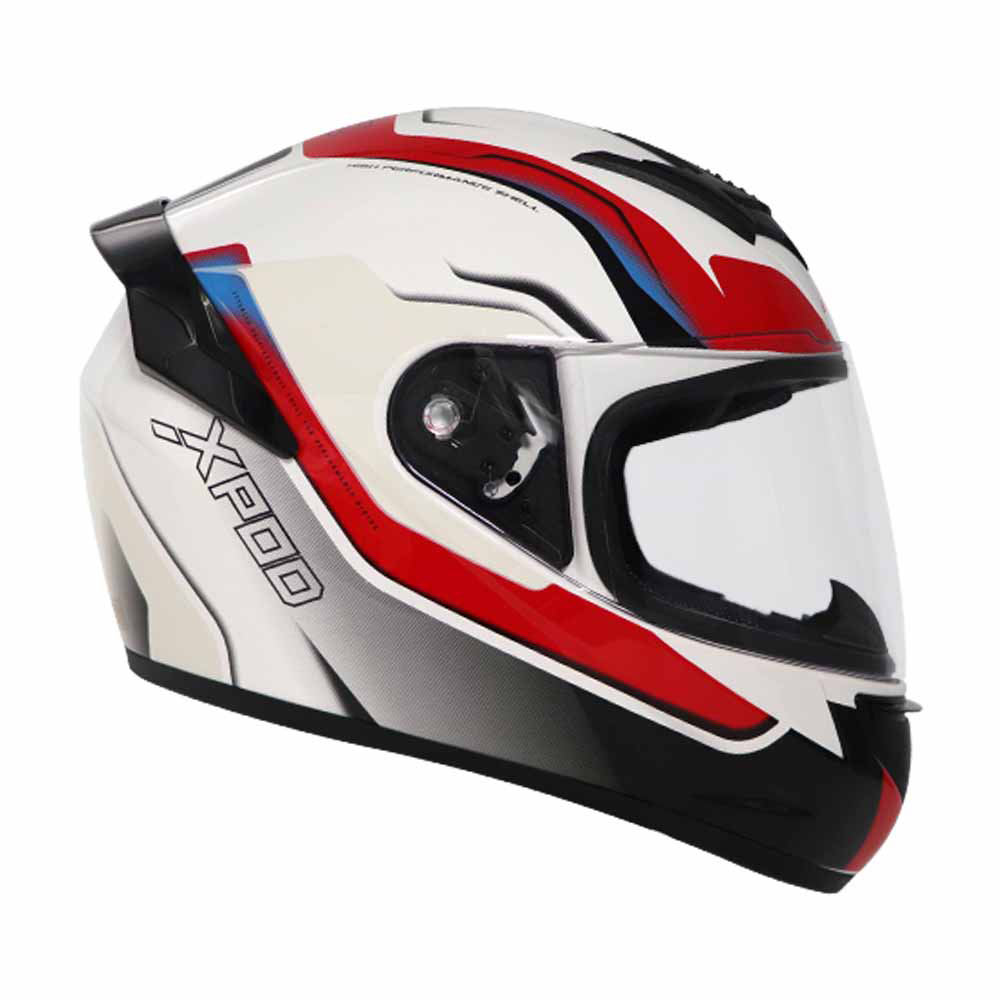 TVS XPOD Aerodynamic Helmet for Men- ISI Certified, Ultrawide Visor, Quick Release Strap – Premium Bike Helmet with Enhanced Air Circulation (Speedy White & Red)