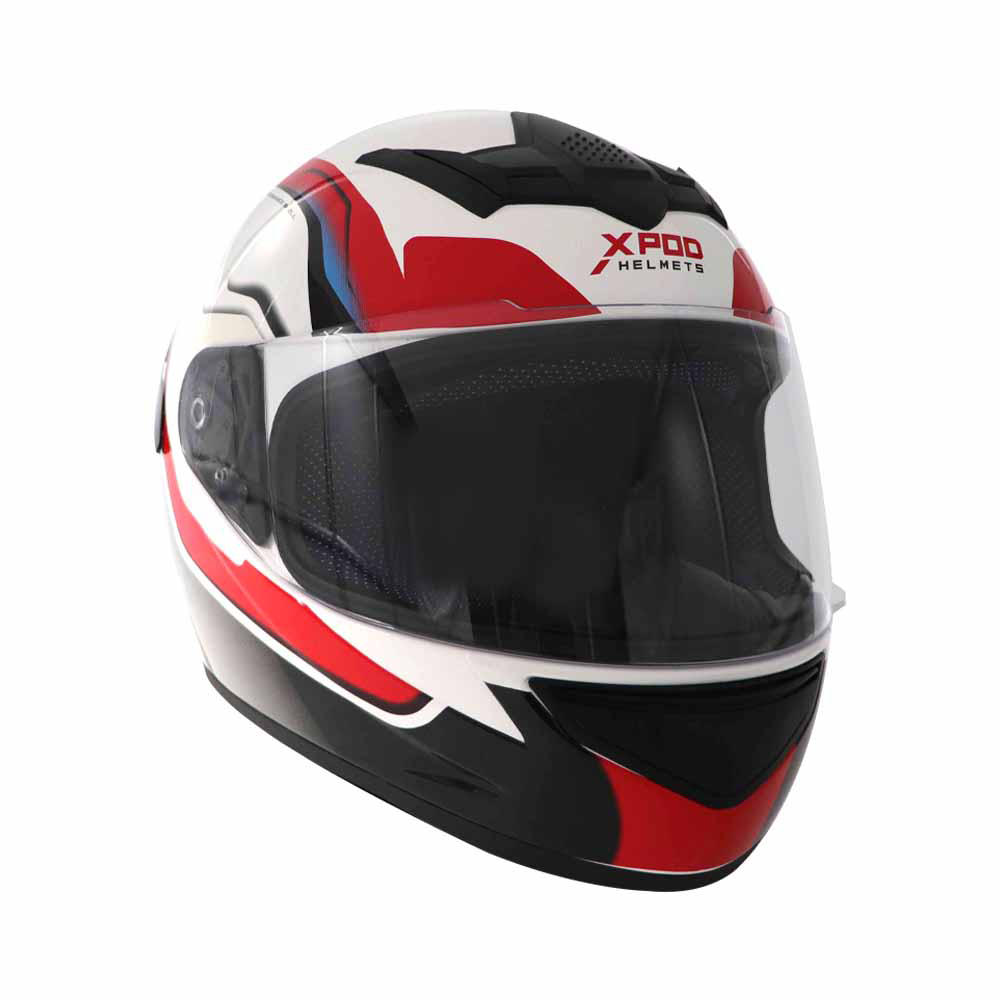 TVS XPOD Aerodynamic Helmet for Men- ISI Certified, Ultrawide Visor, Quick Release Strap – Premium Bike Helmet with Enhanced Air Circulation (Speedy White & Red)