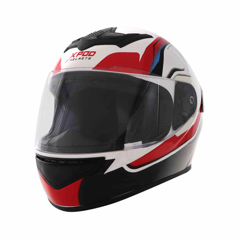 TVS XPOD Aerodynamic Helmet for Men- ISI Certified, Ultrawide Visor, Quick Release Strap – Premium Bike Helmet with Enhanced Air Circulation (Speedy White & Red)