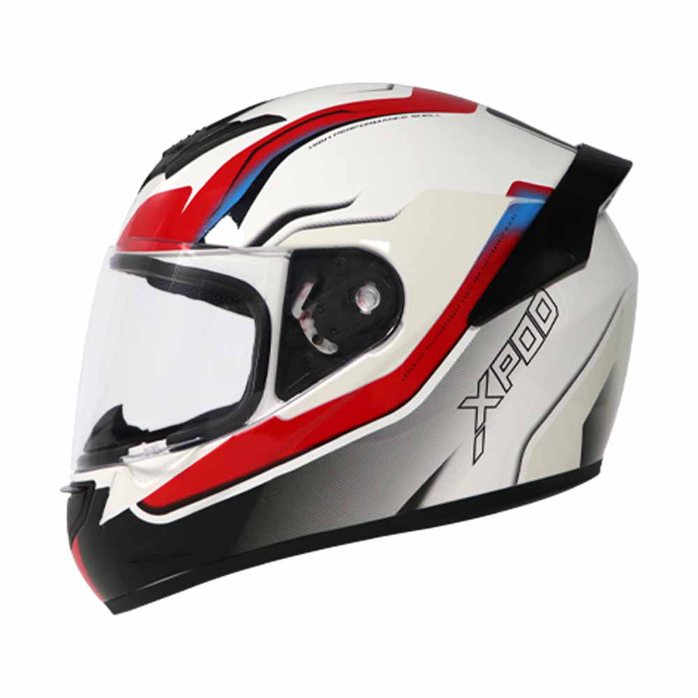 TVS XPOD Aerodynamic Helmet for Men- ISI Certified, Ultrawide Visor, Quick Release Strap – Premium Bike Helmet with Enhanced Air Circulation (Speedy White & Red)