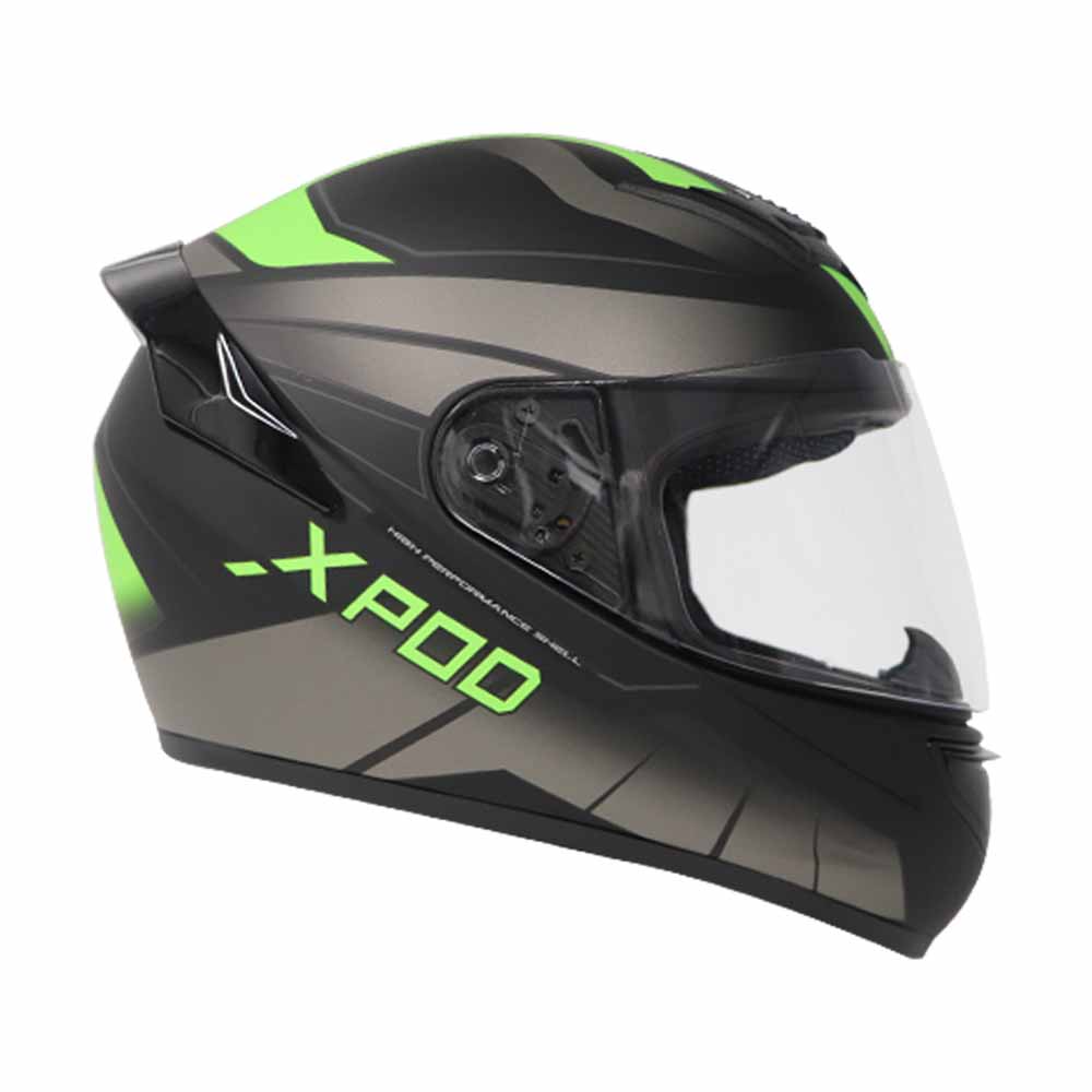  TVS XPOD Aerodynamic Helmet for Men- ISI Certified, Ultrawide Visor, Quick Release Strap – Premium Bike Helmet with Enhanced Air Circulation (Neon Green Dual Tone)